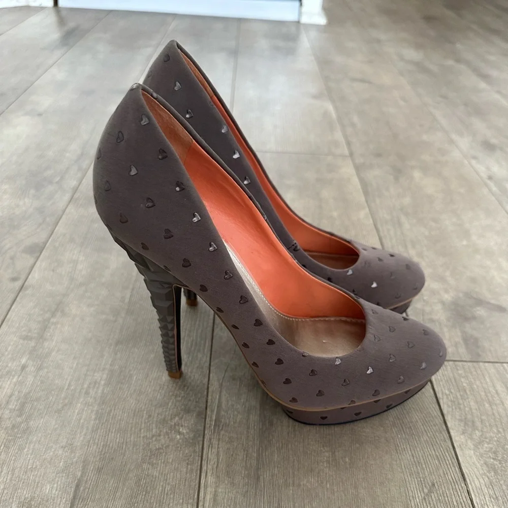 Rachel Roy Keedan Heart Print Sculpted Platform Stiletto Heels Size 7.5 Women’s